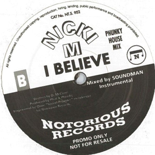 Nicki M - I Believe - Used Vinyl Record 12"