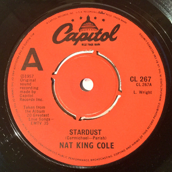 Nat King Cole - Stardust / When I Fall In Love - Used Vinyl Record 7"