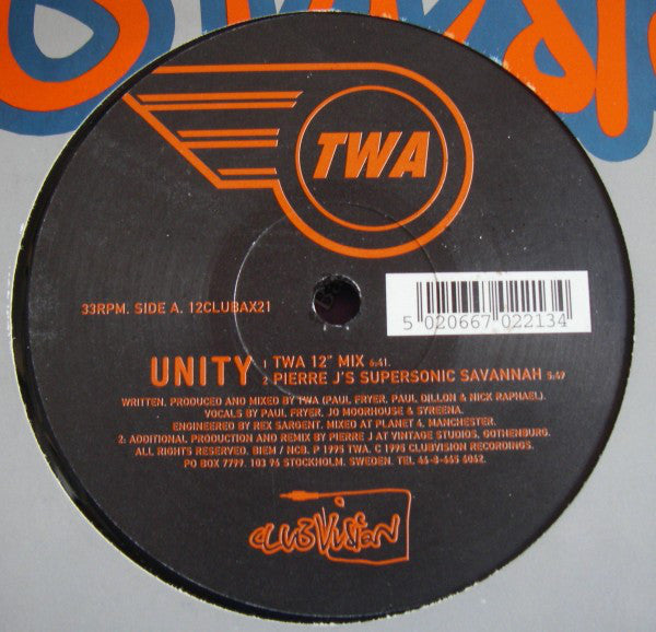TWA - Unity - Used Vinyl Record 12"
