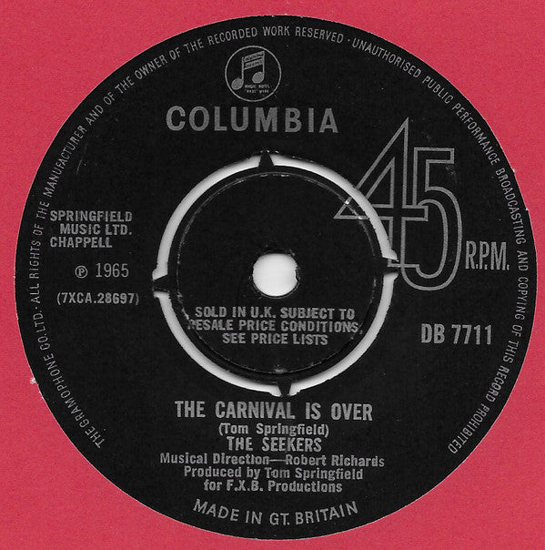 Seekers - Carnival Is Over - Used Vinyl Record 7"