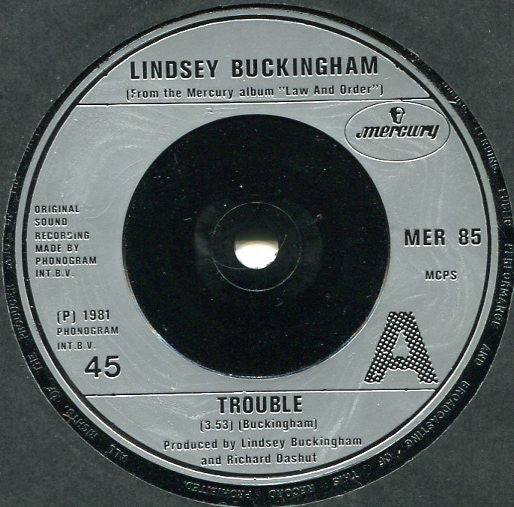 Lindsey Buckingham - Trouble - Used Vinyl Record 7"
