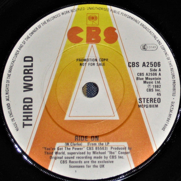 Third World - Ride On - Used Vinyl Record 7"