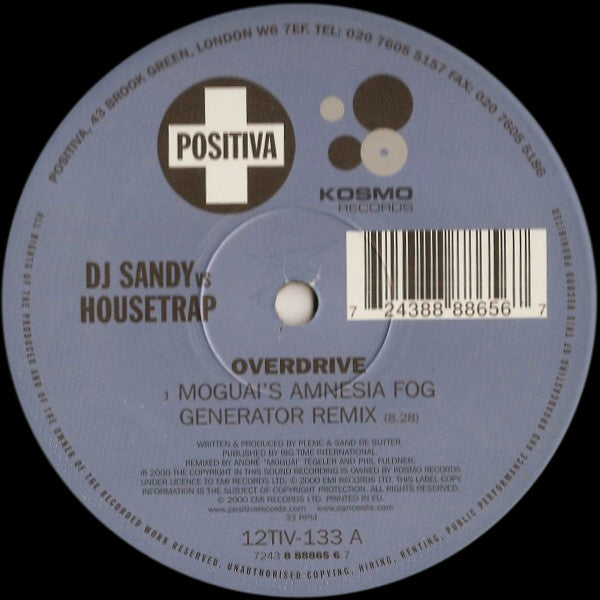 Sandy De Sutter - Overdrive - Used Vinyl 12"
