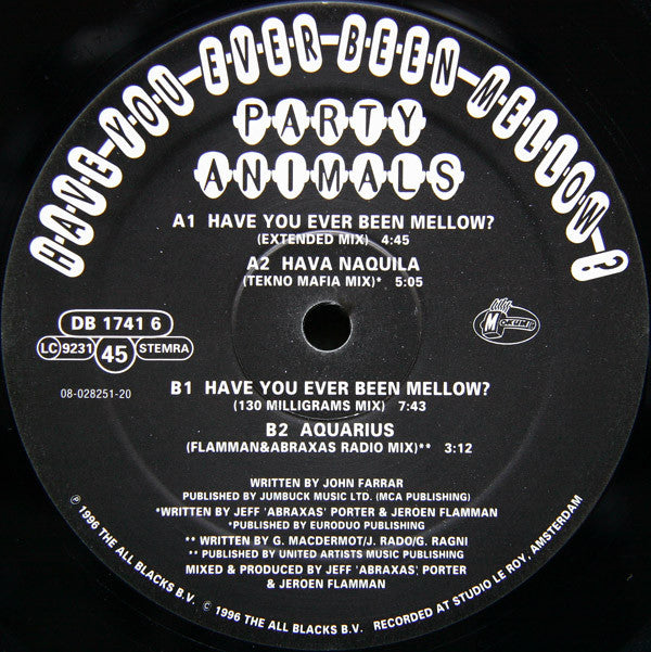 Party Animals - Have You Ever Been Mellow? - Used Vinyl Record 12"