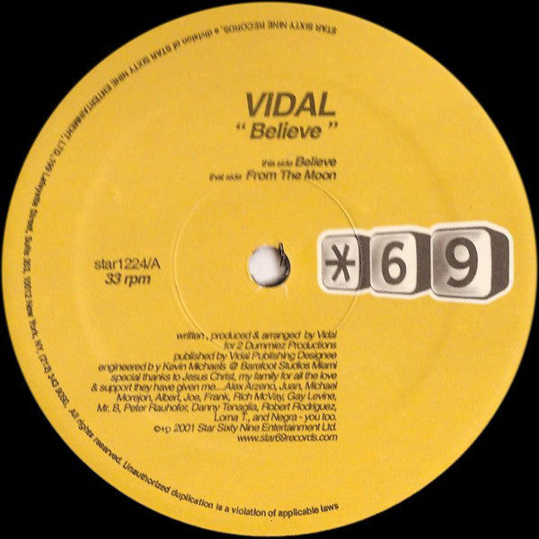 Vidal - Believe - Used Vinyl Record 12"