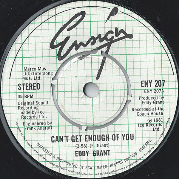 Eddy Grant - Can't Get Enough Of You - Used Vinyl Record 7"
