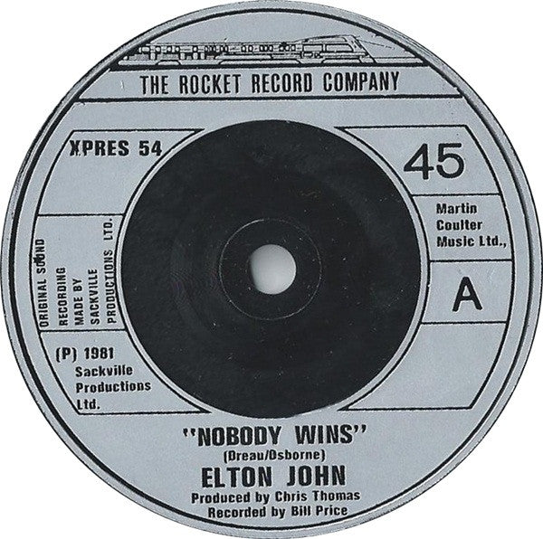 Elton John - Nobody Wins - Used Vinyl Record 7"