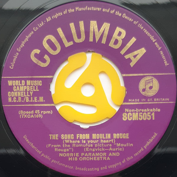Norrie Paramor And H - Song From Moulin Rouge - Used Vinyl Record 7"