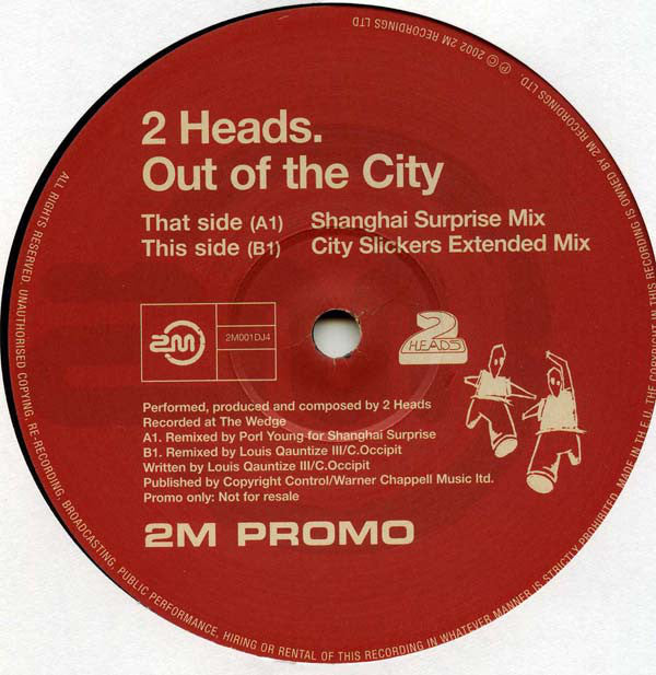 2 Heads - Out Of The City - Used Vinyl Record 12"