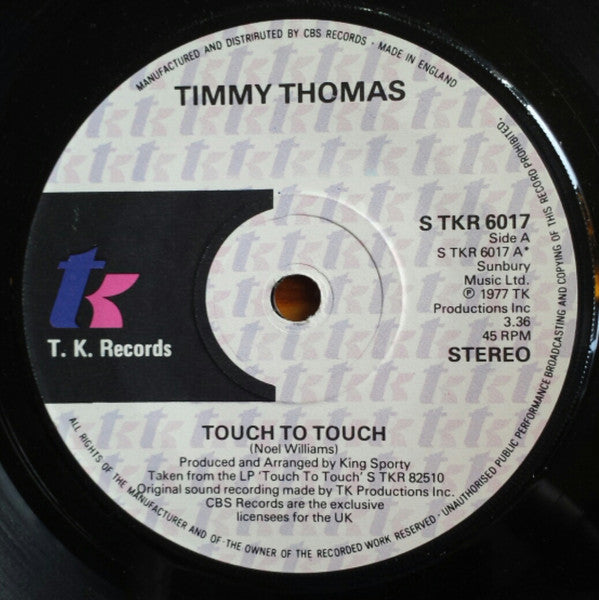 Timmy Thomas - Touch To Touch - Used Vinyl Record 7"