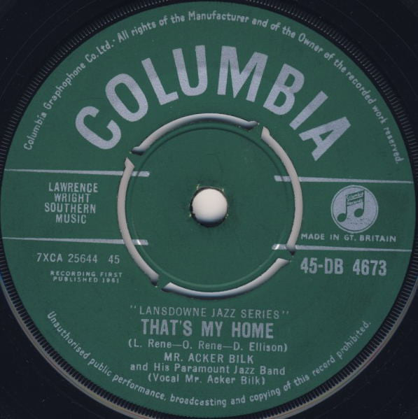 Acker Bilk And His P - That's My Home - Used Vinyl Record 7"