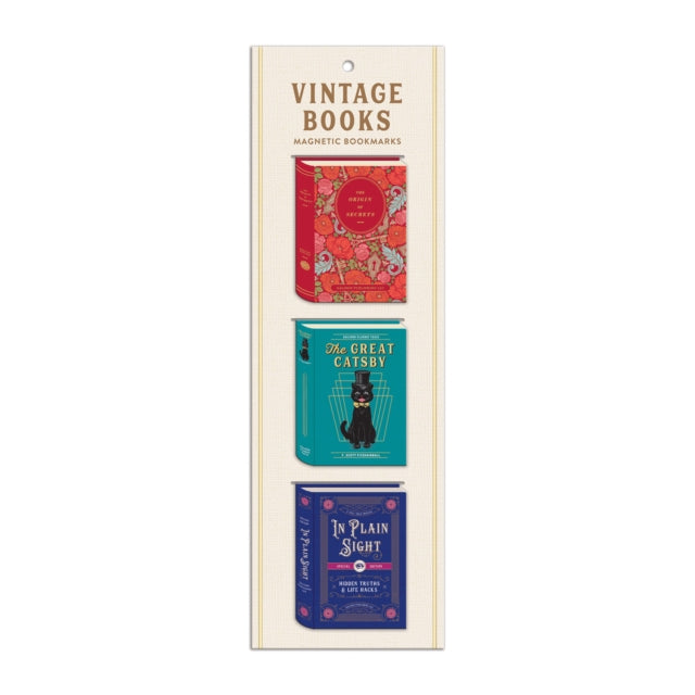 Galison - Vintage Books Shaped Magnetic Bookmarks - New Bookmark