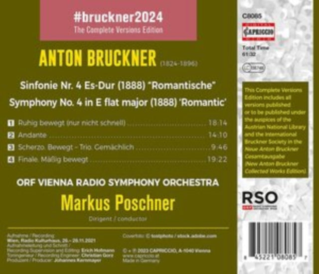 ORF VIENNA RADIO SYM - BRUCKNERSYMPHONY NO 4 - CD