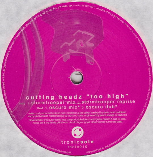 Cutting Headz - Too High - Used Vinyl Record 12"