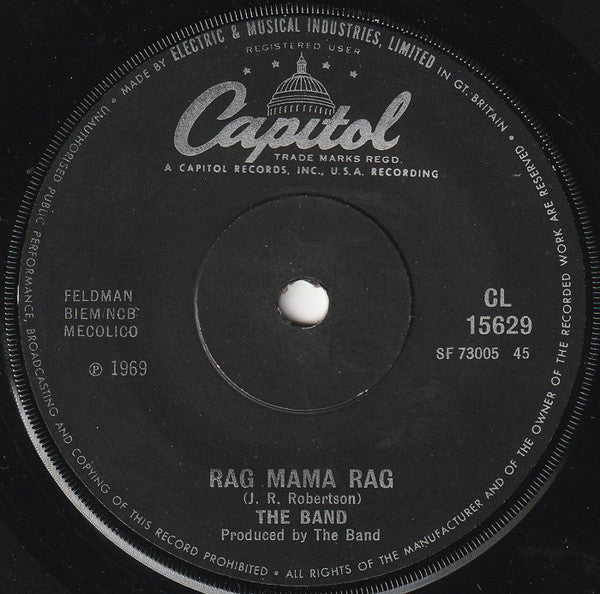 Band - Rag Mama Rag - Used Vinyl Record 7"