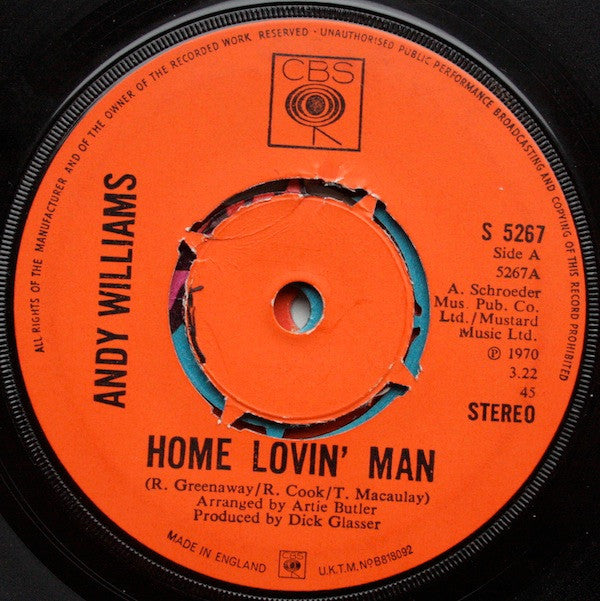 Andy Williams - Home Lovin' Man - Used Vinyl Record 7"