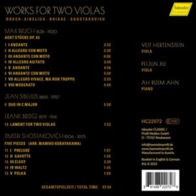 VEIT HERTENSTEIN; PE - WORKS FOR TWO VIOLAS - CD