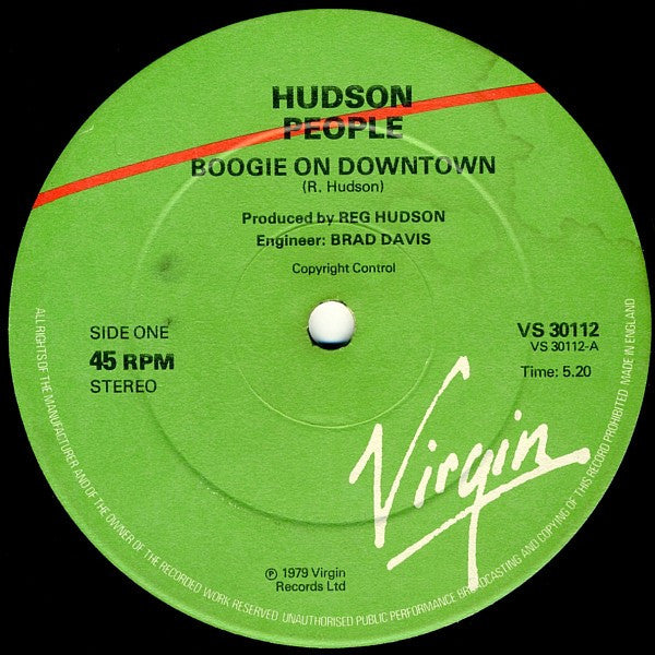 Hudson People - Boogie On Downtown - Used Vinyl Record 12"