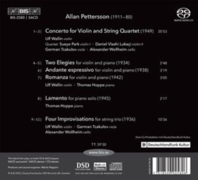 ULF WALLIN; SUEYE PA - ALLAN PETTERSSON CONCERTO FOR - CD