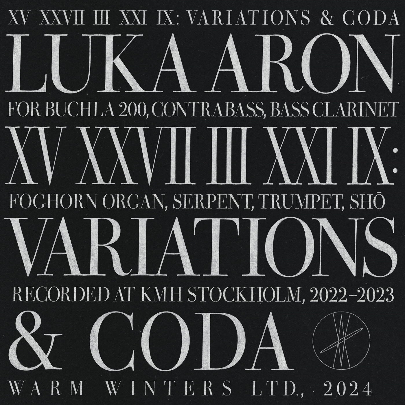 Luka Aron - XV XXVII III XXI IX: Variations & Coda - Vinyl Record