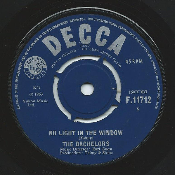Bachelors - No Light In The Window - Used Vinyl Record 7"