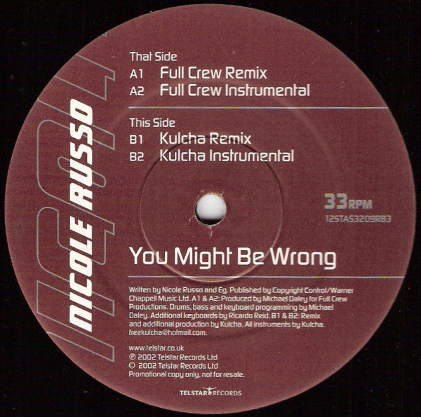 Nicole Russo - You Might Be Wrong - Used Vinyl Record 12"