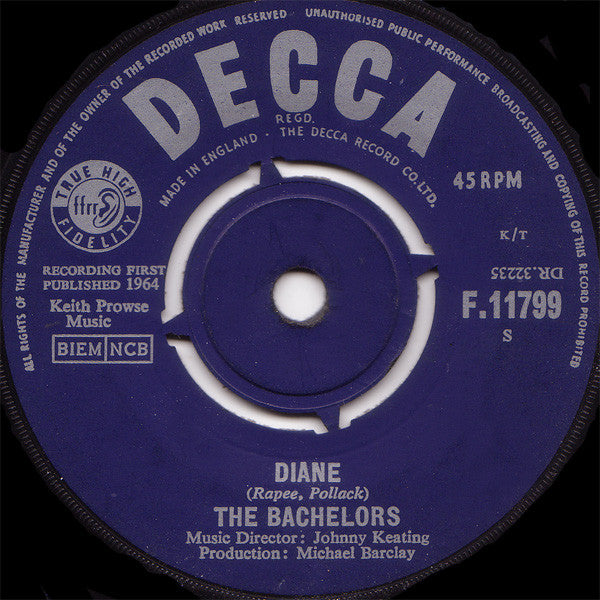 Bachelors - Diane - Used Vinyl Record 7"