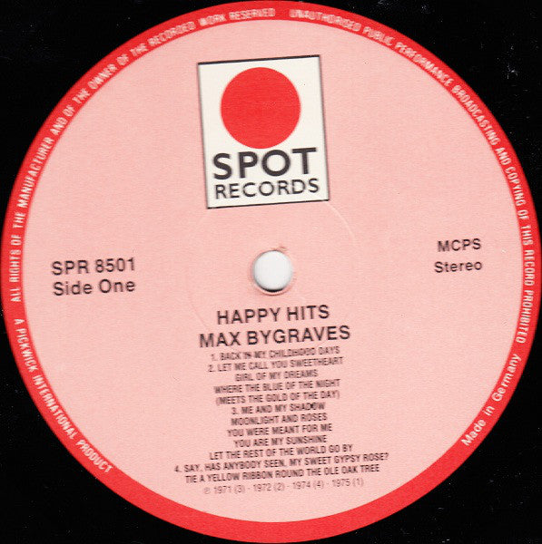 Max Bygraves - Happy Hits - Used Vinyl Record