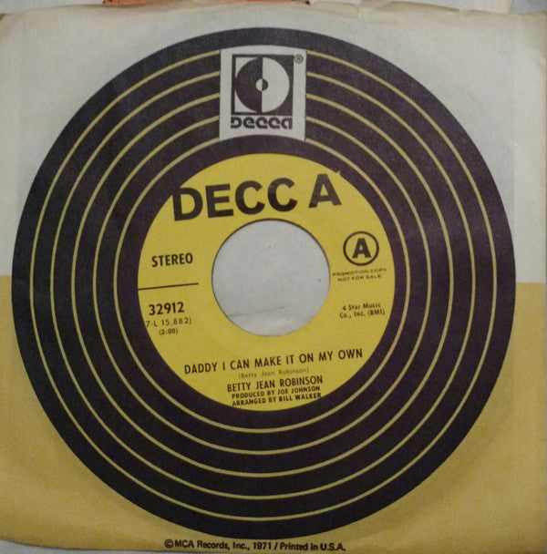 Betty Jean Robinson - Daddy I Can Make It On My Own - Used Vi