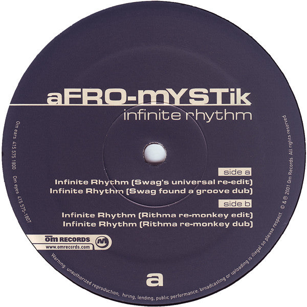 Afro-Mystik - Infinite Rhythm (Remixes) - Used Vinyl Record 12"