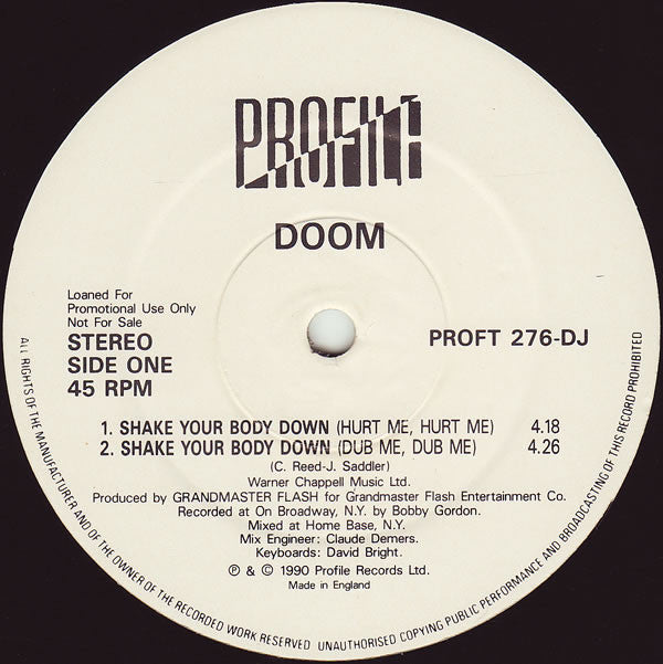Doom - Shake Your Body Down - Used Vinyl Record 12"