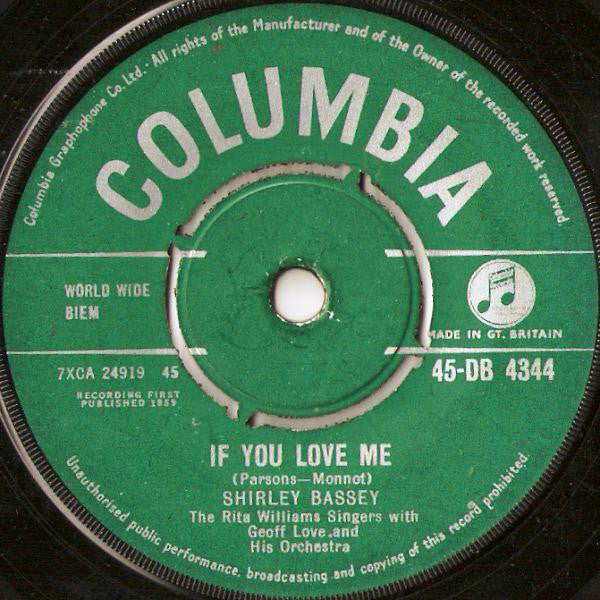 Shirley Bassey - If You Love Me - Used Vinyl Record 7"
