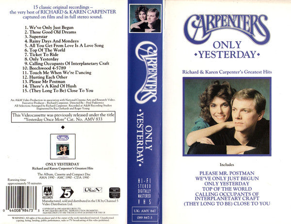 Carpenters - Only Yesterday - Used VHS