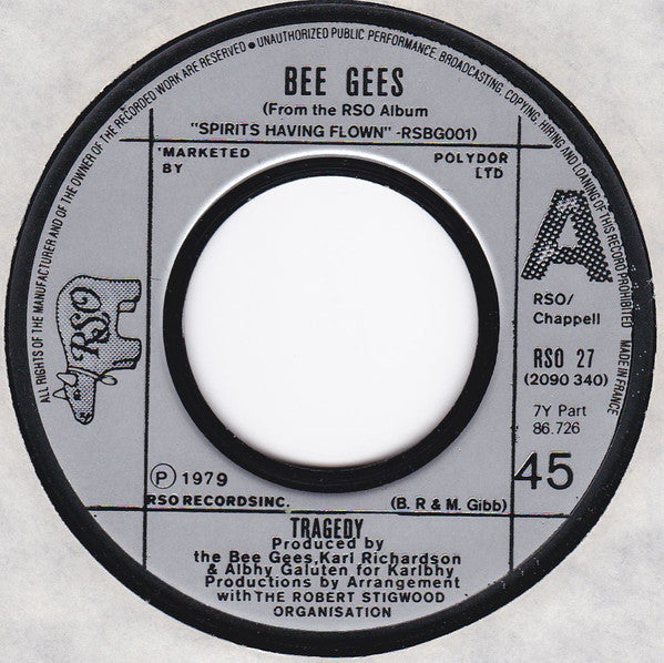 Bee Gees - Tragedy - Used Vinyl Record 7"