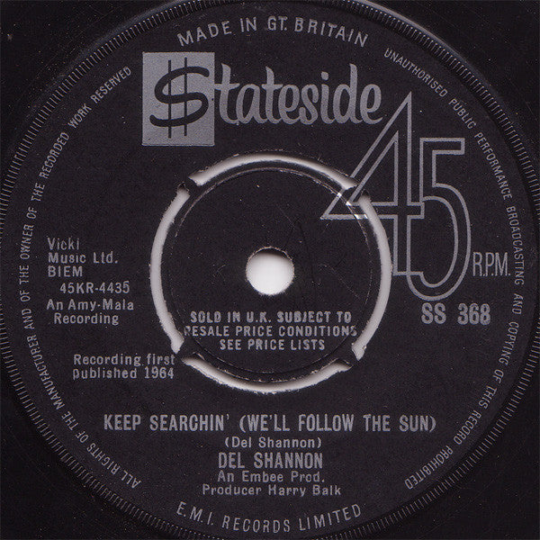 Del Shannon - Keep Searchin' (We'll Follow The Sun) - Used Vinyl Reco