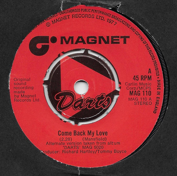 Darts - Come Back My Love - Used Vinyl Record 7"