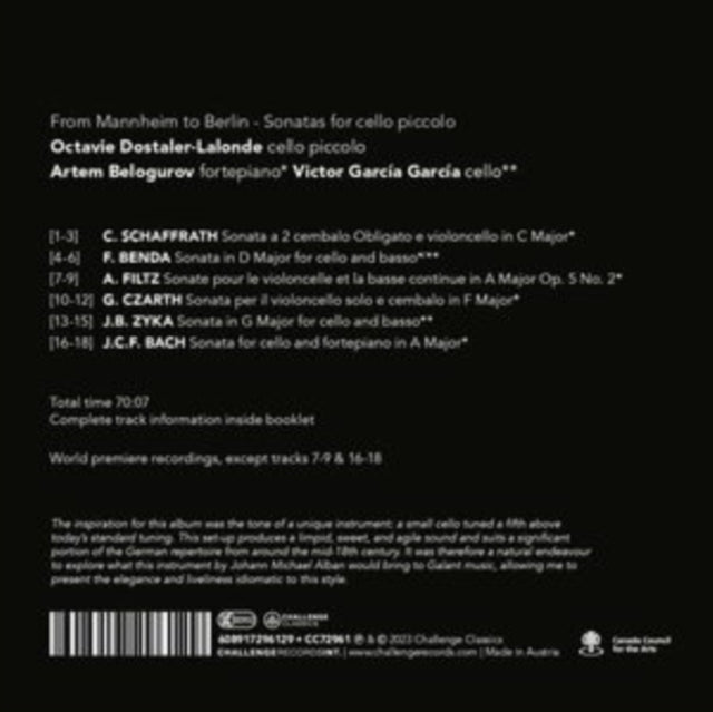 Octavie Dostaler-Lal - From Mannheim to Berlin - Sonatas for violoncello