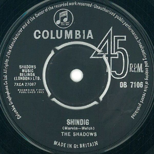 Shadows - Shindig - Used Vinyl Record 7"
