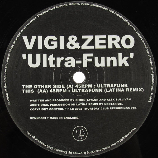 Vigi & Zero - Ultra Funk - Used Vinyl Record 12"