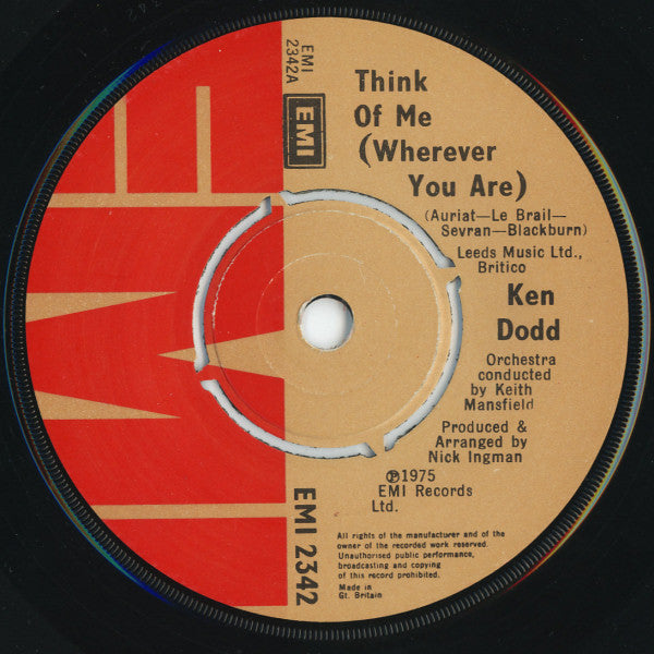 Ken Dodd - Think Of Me (Wherever You Are) - Used Vinyl Record 7"