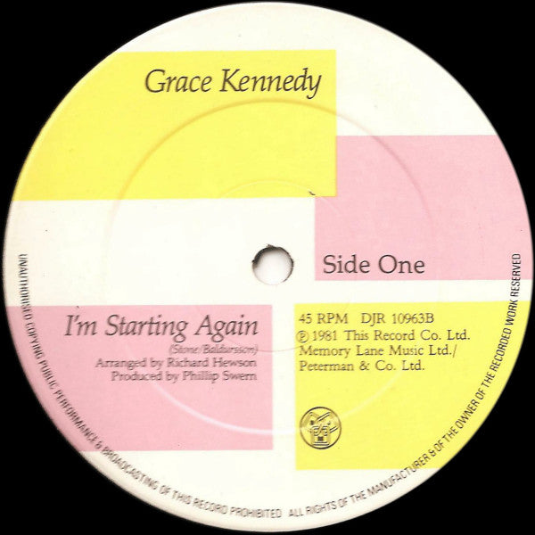 Grace Kennedy - I'm Starting Again - Used Vinyl Record 12"