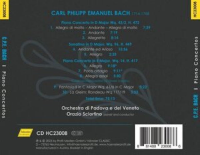 ORAZIO SCIORTINO; OR - CARL PHILIPP EMANUEL BACH PIA - CD