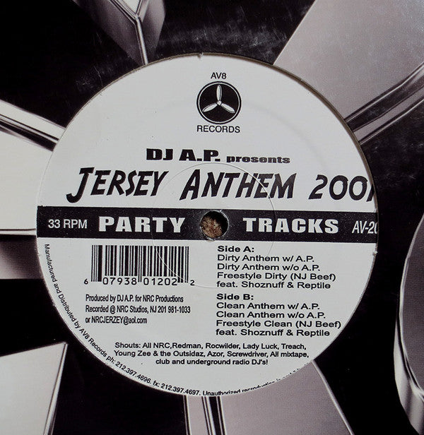 DJ A.P. - Jersey Anthem 2001 - Used Vinyl Record 12"