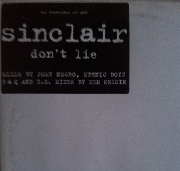 Sinclair - Don't Lie - Used Vinyl Record 12"