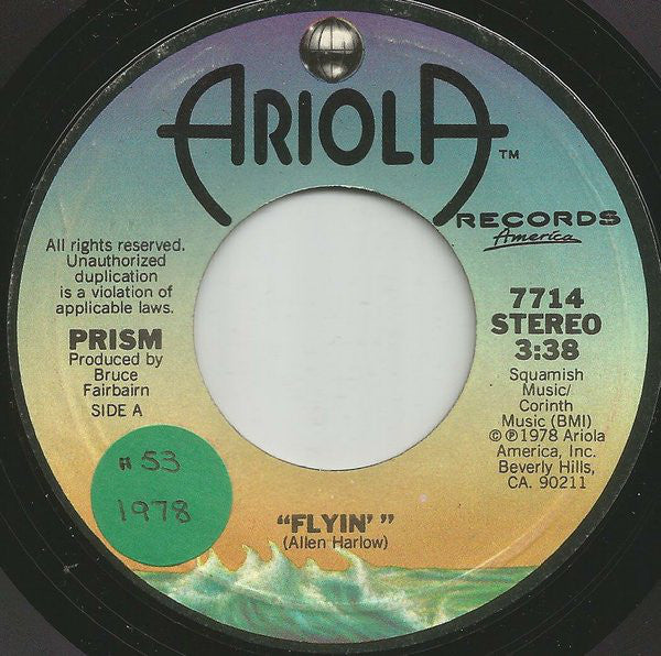 Prism - Flyin' - Used Vinyl Record 7"
