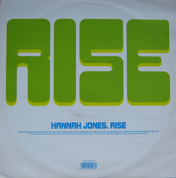 Hannah Jones - Rise - Used Vinyl Record 12"