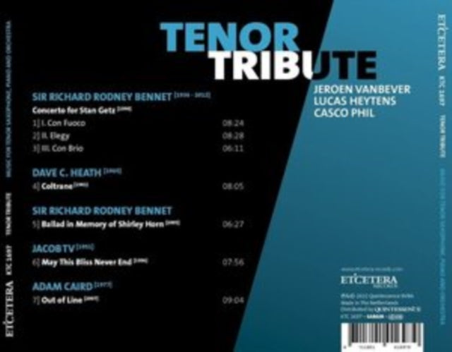 JEROEN VANBEVER; LUC - TENOR TRIBUTE - MUSIC FOR TENO - CD