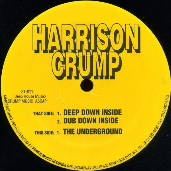 Harrison Crump - Deep Down Inside - Used Vinyl Record 12"