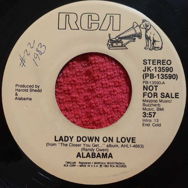Alabama - Lady Down On Love - Used Vinyl Record 7"