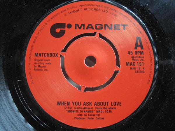 Matchbox - When You Ask About Love - Used Vinyl Record 7"